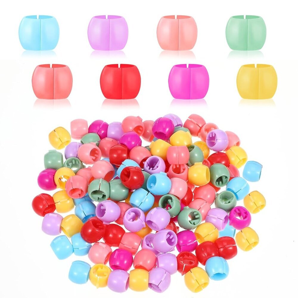 Hair Beads, 100 Pcs Rainbow Mini Hair Clips Braid Clips, Plastic Tiny Hair Claw